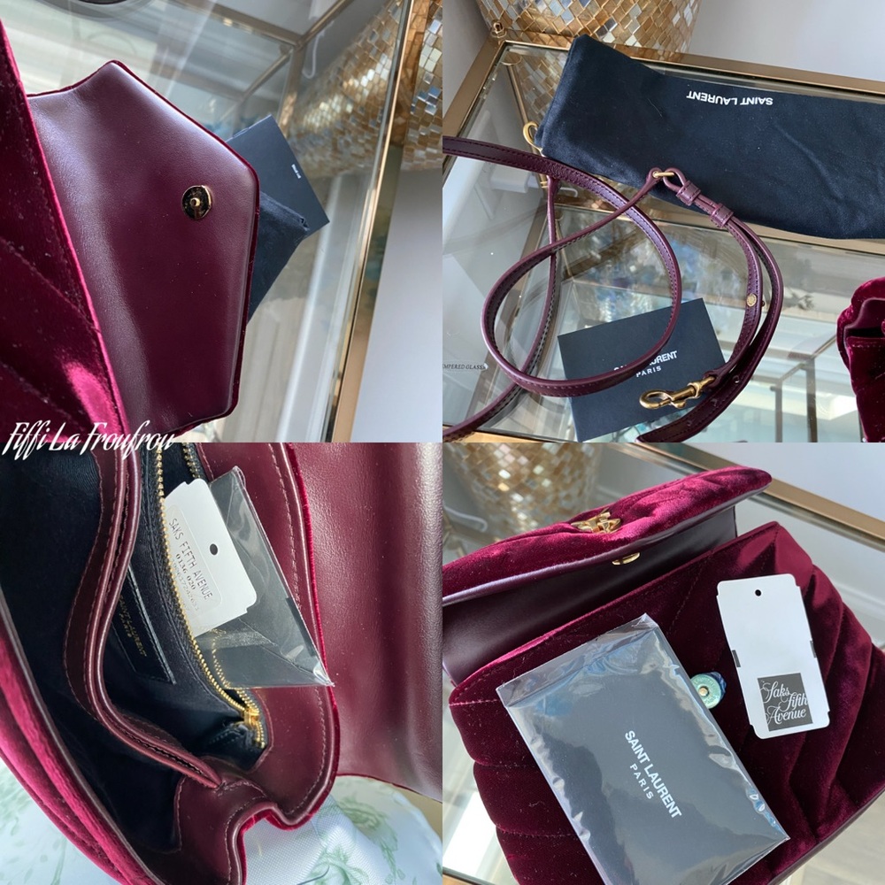 Yves Saint Laurent Deep Red Velvet Crossbody Bag - Picture 8 of 16